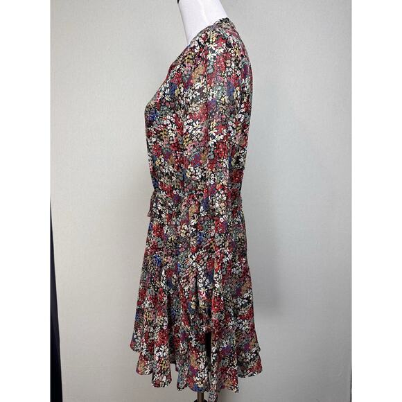 Entro Dress Sz M Floral Perfect for Fall Long Sleeves Tie Waist Button Up - Picture 9 of 16